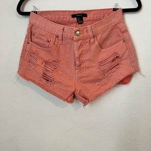 Forever 21 Peach Pink Mid Waist Shorts